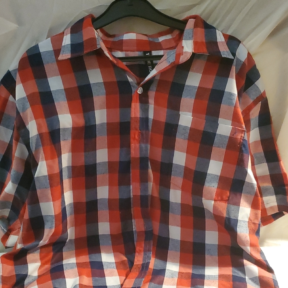 True Rock Button Down classic plaid pattern  Short Sleeve Shirt